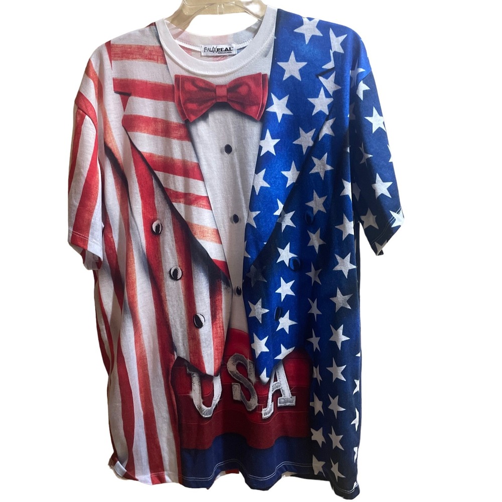 Fuax Real American Flag T-Shirt with Bow Tie
